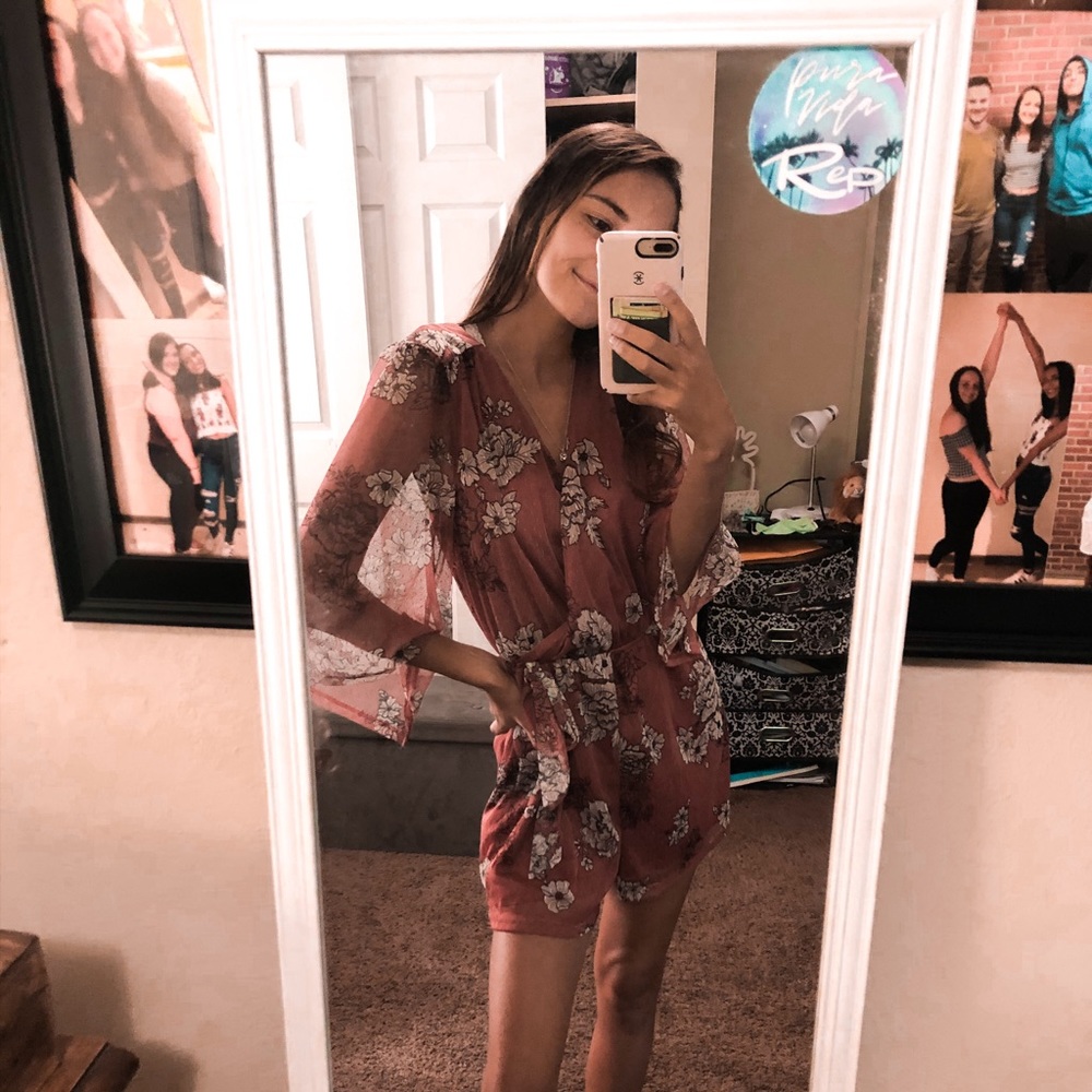 Charlotte Russe Pink Flower Romper